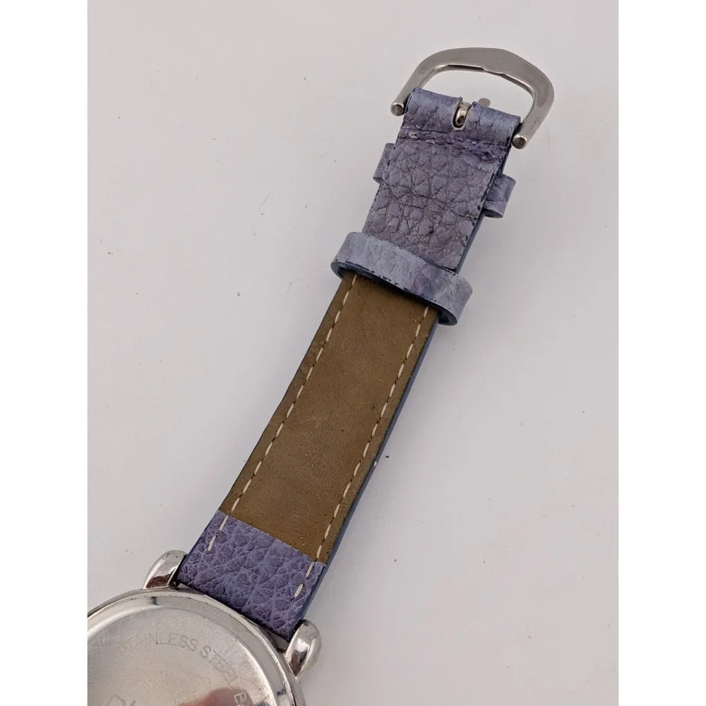 Chico's Women's Watch 34mm Silver Case Purple Leather Band- New Battery